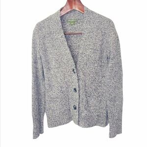 Eddie Bauer• classic black gray wool button closure cardigan sweater small